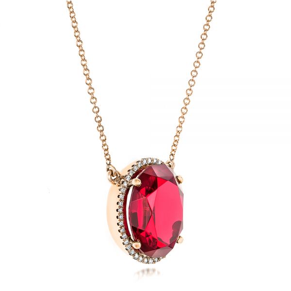 18k Rose Gold 18k Rose Gold Custom Ruby And Diamond Pendant - Flat View -  102523