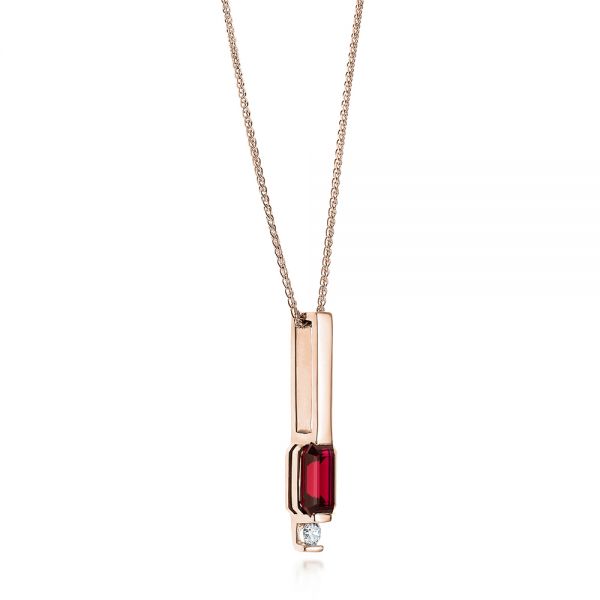 14k Rose Gold 14k Rose Gold Custom Ruby And Diamond Pendant - Flat View -  103527