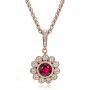 18k Rose Gold 18k Rose Gold Custom Ruby And Diamond Pendant - Front View -  100096 - Thumbnail