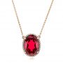 18k Rose Gold 18k Rose Gold Custom Ruby And Diamond Pendant - Three-Quarter View -  102523 - Thumbnail