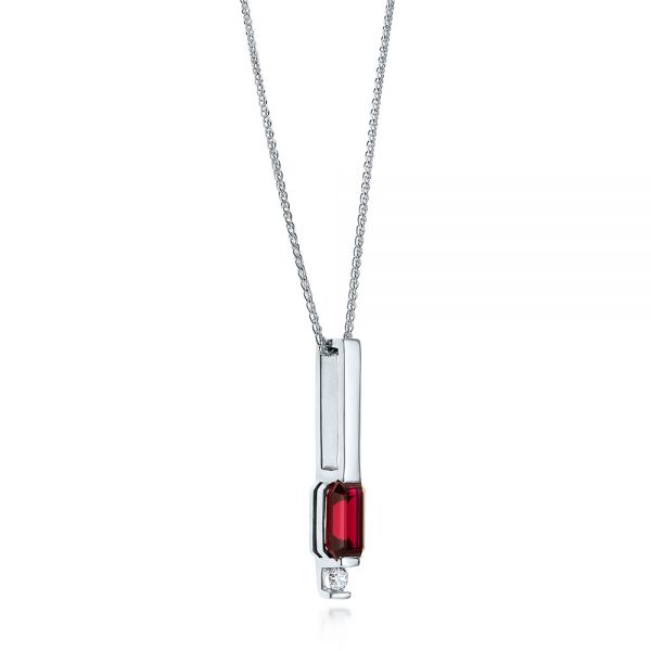  Platinum Platinum Custom Ruby And Diamond Pendant - Flat View -  103527