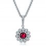 14k White Gold 14k White Gold Custom Ruby And Diamond Pendant - Front View -  100096 - Thumbnail