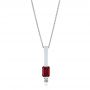 14k White Gold Custom Ruby And Diamond Pendant - Three-Quarter View -  103527 - Thumbnail