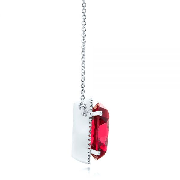 14k White Gold 14k White Gold Custom Ruby And Diamond Pendant - Side View -  102523