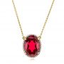 18k Yellow Gold Custom Ruby And Diamond Pendant - Three-Quarter View -  102523 - Thumbnail