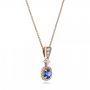 18k Rose Gold 18k Rose Gold Custom Sapphire And Diamond Halo Pendant - Flat View -  100892 - Thumbnail