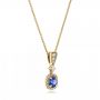 14k Yellow Gold 14k Yellow Gold Custom Sapphire And Diamond Halo Pendant - Flat View -  100892 - Thumbnail