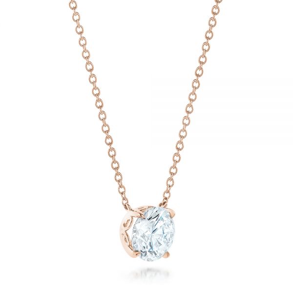 18k Rose Gold 18k Rose Gold Custom Solitaire Diamond Pendant - Flat View -  102838 - Thumbnail