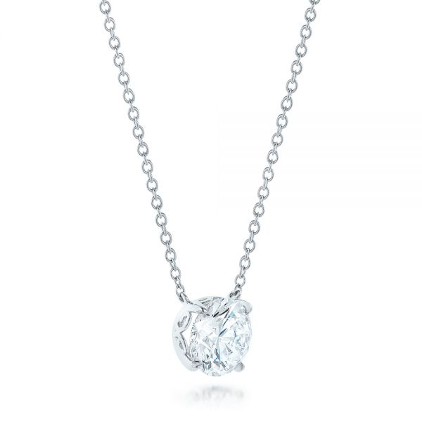  Platinum Custom Solitaire Diamond Pendant - Flat View -  102838 - Thumbnail