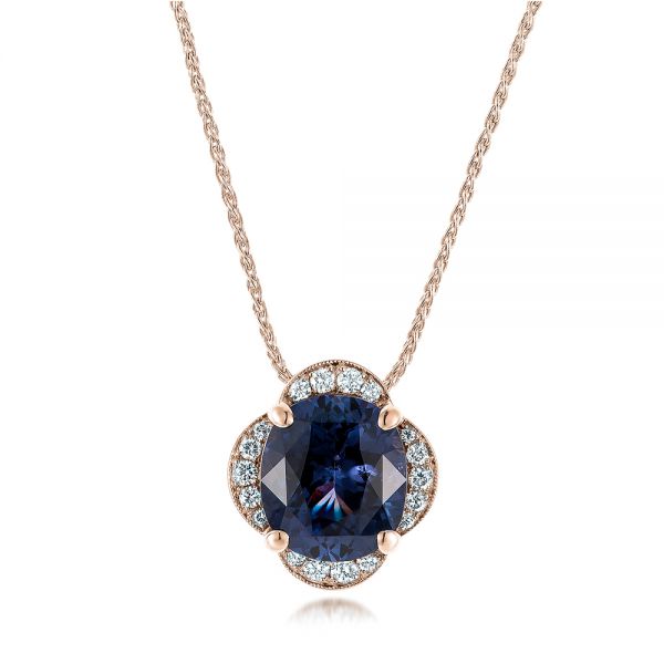 18k Rose Gold 18k Rose Gold Custom Spinel And Diamond Pendant - Three-Quarter View -  101243