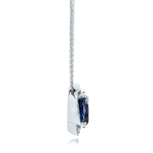 18k White Gold Custom Spinel And Diamond Pendant - Side View - 101243
