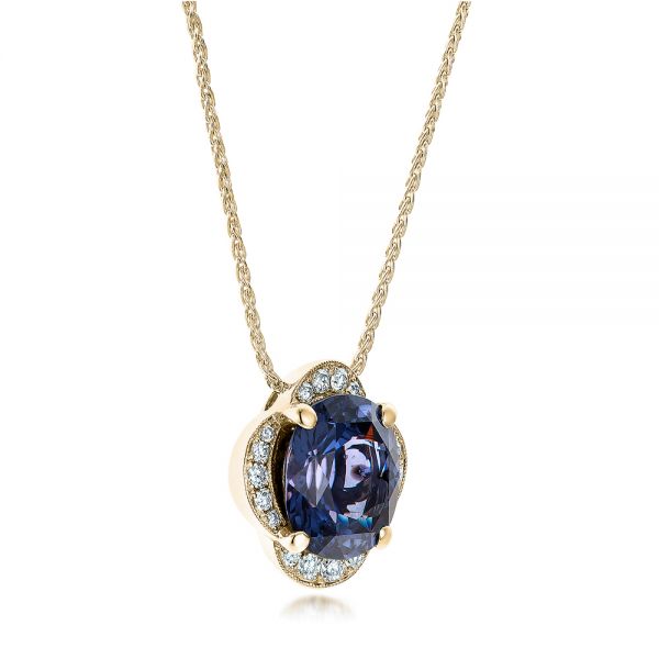 14k Yellow Gold 14k Yellow Gold Custom Spinel And Diamond Pendant - Flat View - 101243
