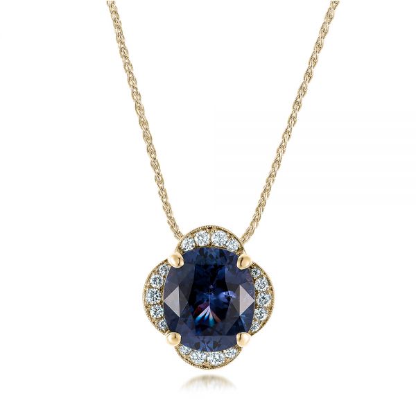 18k Yellow Gold 18k Yellow Gold Custom Spinel And Diamond Pendant - Three-Quarter View -  101243