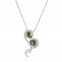 14k White Gold Custom Tahitian Pearl And Diamond Pendant - Three-Quarter View -  102522 - Thumbnail