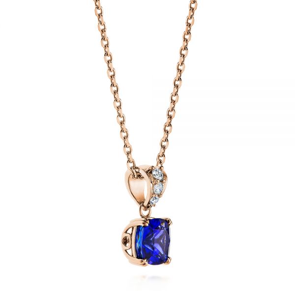 18k Rose Gold 18k Rose Gold Custom Tanzanite And Diamond Pendant - Flat View -  106100 - Thumbnail