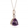 18k Rose Gold 18k Rose Gold Custom Trilliant Amethyst And Diamond Pendant - Flat View -  103385 - Thumbnail