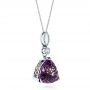 18k White Gold 18k White Gold Custom Trilliant Amethyst And Diamond Pendant - Flat View -  103385 - Thumbnail