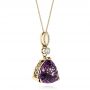 14k Yellow Gold 14k Yellow Gold Custom Trilliant Amethyst And Diamond Pendant - Flat View -  103385 - Thumbnail