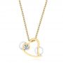 14k Yellow Gold And Platinum 14k Yellow Gold And Platinum Custom Two-tone Diamond Heart Pendant - Three-Quarter View -  104255 - Thumbnail