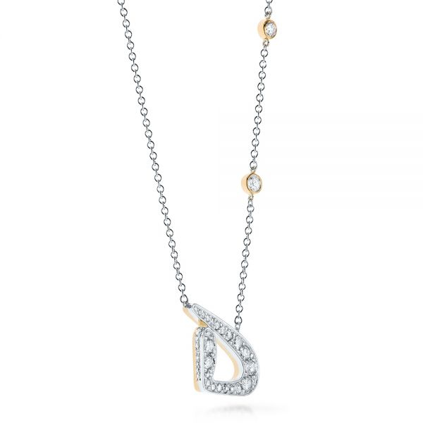 14k White Gold Custom Two-tone Diamond Pendant - Flat View - 103525