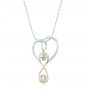 14k Yellow Gold And 14K Gold Custom Two-tone White Quartz Pendant - Three-Quarter View -  102541 - Thumbnail