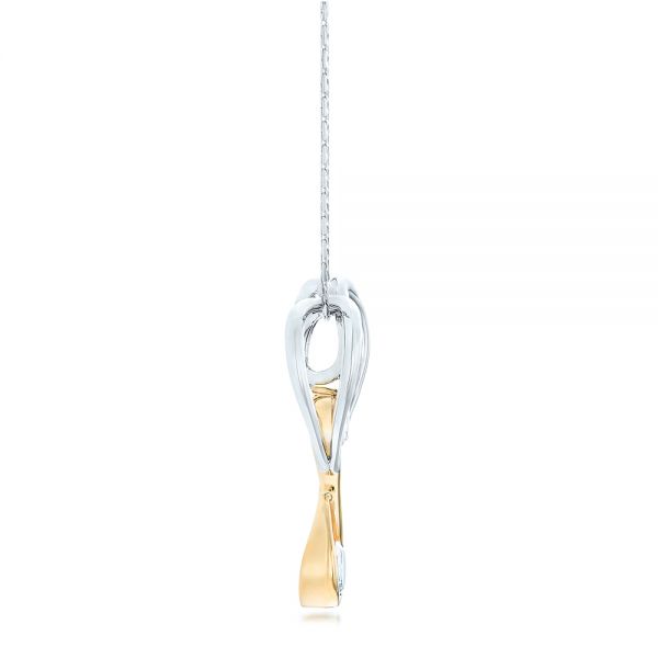 14k Yellow Gold And 14K Gold Custom Two-tone White Quartz Pendant - Side View -  102541