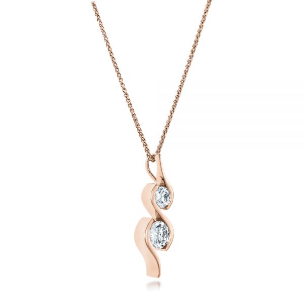 18k Rose Gold 18k Rose Gold Custom Wrapped Diamond Pendant - Flat View -  102101