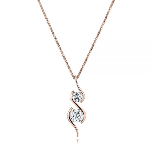 18k Rose Gold 18k Rose Gold Custom Wrapped Diamond Pendant - Three-Quarter View -  102101