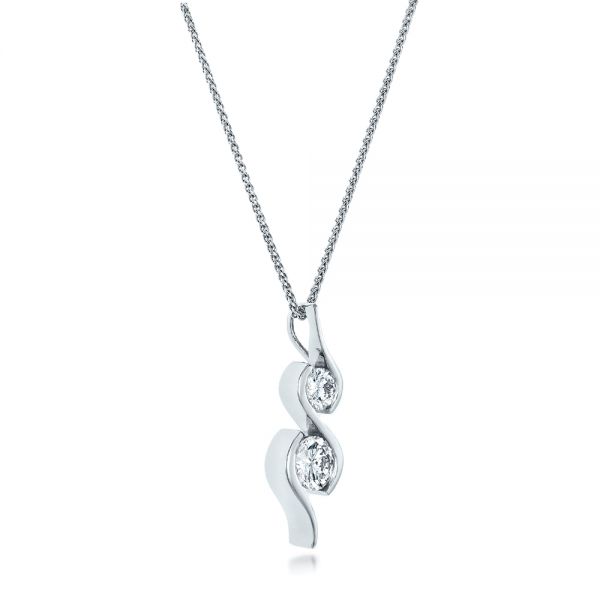 14k White Gold Custom Wrapped Diamond Pendant - Flat View - 102101
