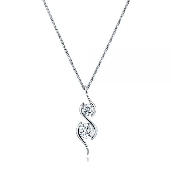  Platinum Platinum Custom Wrapped Diamond Pendant - Three-Quarter View -  102101