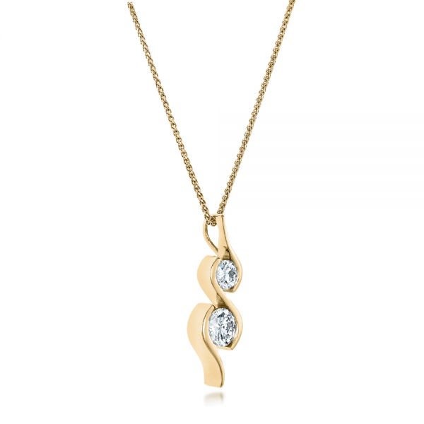 14k Yellow Gold 14k Yellow Gold Custom Wrapped Diamond Pendant - Flat View - 102101