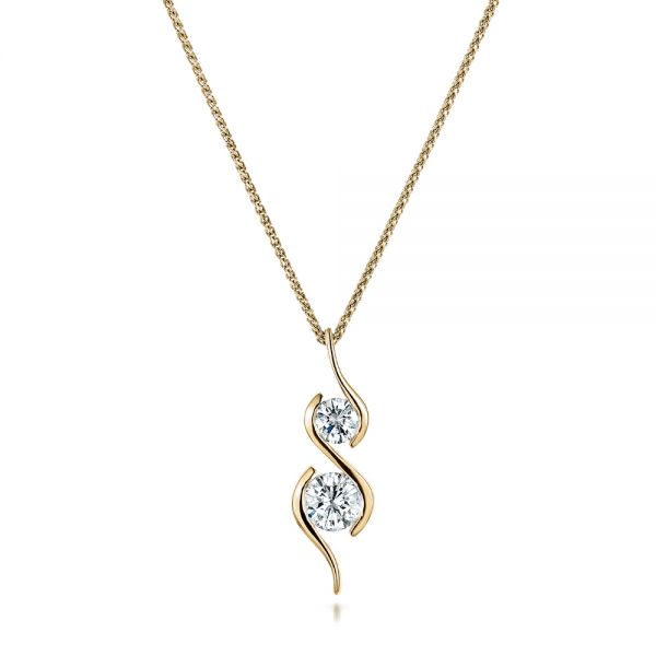 14k Yellow Gold 14k Yellow Gold Custom Wrapped Diamond Pendant - Three-Quarter View -  102101