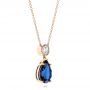 18k Rose Gold 18k Rose Gold Custom Blue Sapphire And Diamond Pendant - Flat View -  103230 - Thumbnail