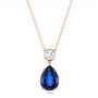 14k Rose Gold 14k Rose Gold Custom Blue Sapphire And Diamond Pendant - Three-Quarter View -  103230 - Thumbnail
