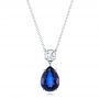 18k White Gold 18k White Gold Custom Blue Sapphire And Diamond Pendant - Three-Quarter View -  103230 - Thumbnail