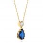 14k Yellow Gold Custom Blue Sapphire And Diamond Pendant - Flat View -  103230 - Thumbnail