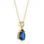 18k Yellow Gold 18k Yellow Gold Custom Blue Sapphire And Diamond Pendant - Flat View -  103230 - Thumbnail