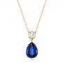 18k Yellow Gold 18k Yellow Gold Custom Blue Sapphire And Diamond Pendant - Three-Quarter View -  103230 - Thumbnail