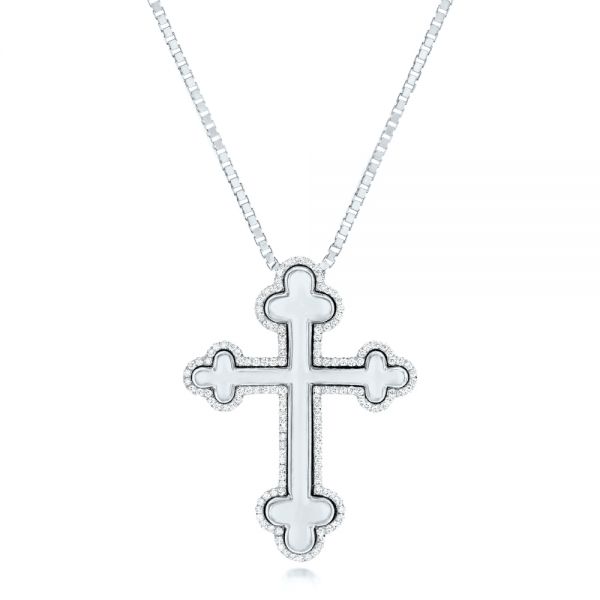  Platinum Platinum Custom Diamond Cross Pendant - Three-Quarter View -  102920