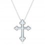 14k White Gold 14k White Gold Custom Diamond Cross Pendant - Three-Quarter View -  102920 - Thumbnail