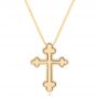 18k Yellow Gold Custom Diamond Cross Pendant - Three-Quarter View -  102920 - Thumbnail