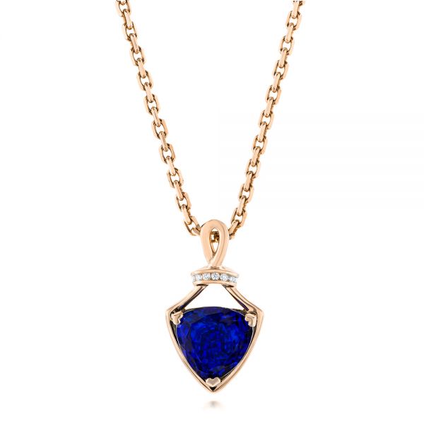 14k Rose Gold 14k Rose Gold Custom Tanzanite And Diamond Pendant - Three-Quarter View -  103206