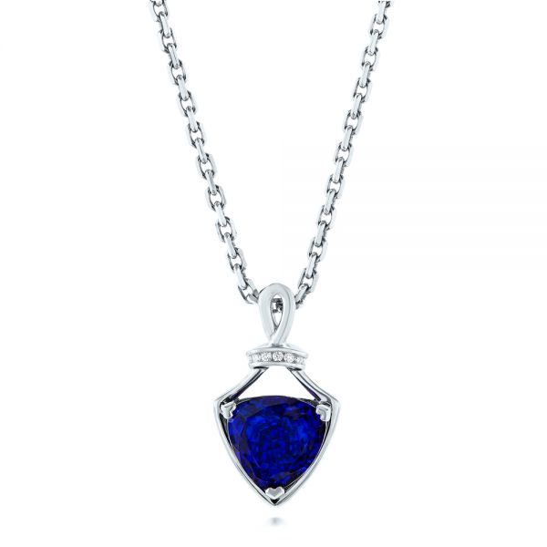  Platinum Platinum Custom Tanzanite And Diamond Pendant - Three-Quarter View -  103206