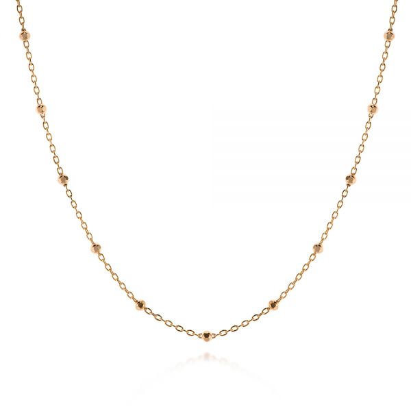 18k Rose Gold 18k Rose Gold Dainty Bead Necklace - Three-Quarter View -  106149 - Thumbnail