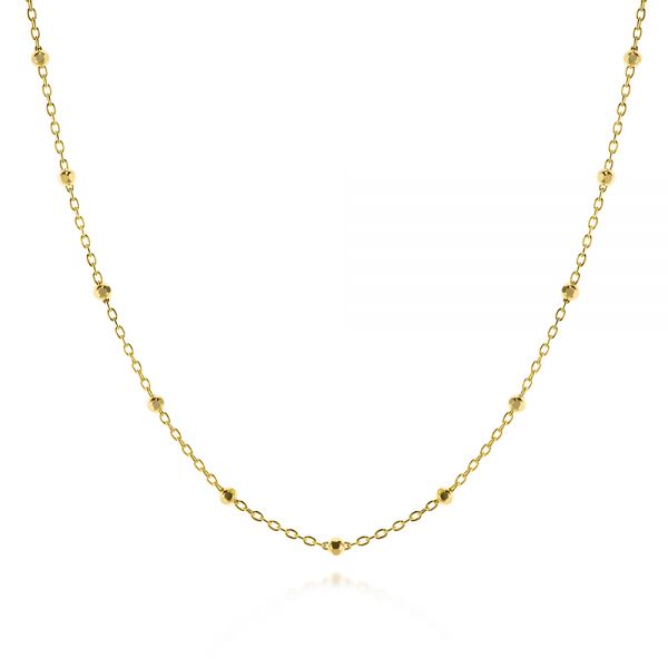14k Yellow Gold Dainty Bead Necklace - Three-Quarter View - 106149