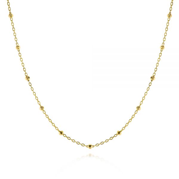 14k Yellow Gold Dainty Bead Necklace - Three-Quarter View -  106149