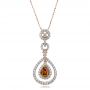  14K Gold And 18k Rose Gold 14K Gold And 18k Rose Gold Deep Yellow Diamond Halo Pendant - Three-Quarter View -  100676 - Thumbnail