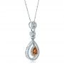  14K Gold And 14k White Gold 14K Gold And 14k White Gold Deep Yellow Diamond Halo Pendant - Flat View -  100676 - Thumbnail