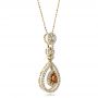  Platinum And 14k Yellow Gold Platinum And 14k Yellow Gold Deep Yellow Diamond Halo Pendant - Flat View -  100676 - Thumbnail