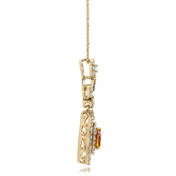 18K Gold And 14k Yellow Gold 18K Gold And 14k Yellow Gold Deep Yellow Diamond Halo Pendant - Side View - 100676
